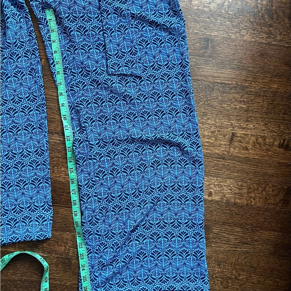 London Times blue with print wrap look sleeveless jumpsuit. Size 8